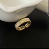 Anillo de Diamantes Estilo Frío Ins Europeo y Americano para Mujer Diseño Nicho Retro de Alta Gama Lujo Accesible Exquisito Anillo Abierto