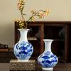 Jarrón de cerámica Jingdezhen, jarrón de cerámica con loto en relieve pintado a mano, adornos decorativos de cerámica, jarrón chino hidropónico