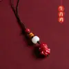 Doze Signos do Zodíaco Chinês para o Ano Novo Cordão para Celular de Cinábrio Estilo Chinês Zodíaco Tridimensional com Jade Branco e Contas de Bodhi Cordão Pequeno para Presente