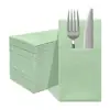 Set de Cubiertos Desechables Verde Aguacate Transfronterizo, Servilletas de Papel Espesadas Libres de Polvo, Manteles Individuales de Papel, Personalización para Hoteles y Restaurantes