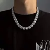Collar Completo de Azúcar Helado con Pedrería, Marca de Tendencia Europea y Americana Elegante, Accesorio de Aleación con Pedrería Cubano Hip-Hop Americano Street Rap con Fila de Pedrería