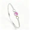 Pulsera de Plata de Ley S925 Zafiro Rosa Padparadscha Azul Simple Moda Versátil Lujo Ligero Sensación de Gama Alta Joyería de Mano Regalo para Mejor Amiga
