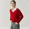 Colección Otoño/Invierno 2026 de Bai Cai Rong: Suéter holgado de punto trenzado con cuello en V, adelgazante, elegante, cálido, versátil, moderno y favorecedor
