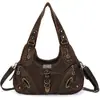 Fabricante Personalizado Bolsa de Axila Estilo Menina Picante Americana Nova em Couro com Cera de Óleo, Bolsa Tote Resistente Estilo Rua, Estilo Retro Milênio