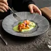 Platos Redondos de Doble Espada con Esmalte Negro Hechos de Fábrica, Vajilla de Hotel, Platos Artísticos de Alta Gama para Presentación de Platos, Platos para Frutas, Platos de Cena