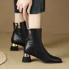 Botines cortos para mujer, tacón medio, botas de estilo nuevo y moderno 2026, zapatos de tacón grueso para mujer, zapatos de tacón alto de moda para mujer, botas de moda, invierno con forro de felpa