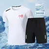 Conjunto Esportivo Fino de Verão para Homens, Shorts de Cinco Pontos, Camiseta Respirável de Manga Curta de Seda Gelada de Secagem Rápida, Conjunto Casual de Duas Peças