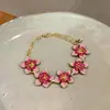 Pulseira de Flor com Gotejamento de Óleo, Estilo Doce de Verão, Pulseira Exquisita, Design de Nicho, Joia de Luxo Leve, Sensação de Alto Padrão para Mulheres