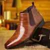 Botines Chelsea Populares de Amazon para Hombre, Botines de Moda con Estampado a Cuadros, Puntera Puntiaguda, Zapatos de Talla Grande para Hombre, Zapatos de Cuero Listos para la Exportación