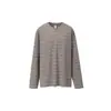 JieZhan Moda Masculina Gola Henley Listrada Old Money Manga Longa 26 Outono Novo Produto Color Blocking Unissex Solta Casual Camiseta Homens Mulheres