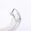 Anel Feminino Prata Imitação Diamante Único Estilo Luxo Leve, Anel de Diamante Simulado Seis Garras, Anel Aberto Ajustável, Anel de Nicho, Joia de Mão