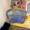 Bolsa de Tofu Colorblock Dopamina Gran Capacidad Bolsa de Malla para Maquillaje Portátil para Labiales Cosméticos Bolsa de Almacenamiento de Cuadrícula Colorida