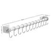 Estante de Almacenamiento para Cocina, Ganchos para Cocina, Barra con Ganchos Móviles, Barra Colgante sin Taladro, Soporte para Espátulas y Cucharas, Almacenamiento Montado en Pared