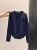 Camiseta Retro Americana com Meio Zíper e Manga Longa para Mulheres, Primavera 2026, Outono e Inverno, Top Ajustado Franzido, Camada Interna Camisa Básica Estilo Ins