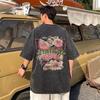 Camiseta de manga corta estilo americano retro lavada pesada 100% para hombre, nuevo diseño, marca de moda Sense Couple