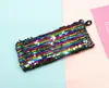 Estojo de lápis novo para estudantes transfronteiriços sereia estojo de lápis de lantejoula bicolor bolsa de lantejoulas DIY bolsa de armazenamento para fones de ouvido e cabo de dados