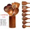 Pala de madera de acacia Sanchuang, pala de madera de mango largo para el hogar, utensilios de cocina de madera, cuchara de arroz, cuchara de madera, sartén antiadherente especial