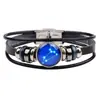 Zino nueva joyería creativa pulsera de doce constelaciones cuero tejido hebilla de vidrio joyería al por mayor una generación de cabello