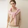 Suéter de punto liso 100% cachemira pura para mujer, nuevo estilo otoño e invierno, base de punto holgada y favorecedora