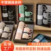 Juego de tazas aisladas de acero inoxidable 304, regalo de negocios, una taza con tres tapas, taza portátil para hombres y mujeres, juego personalizado