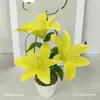 Flores de lírio artificiais, plantas em vaso, flores de seda, peças decorativas para salas de estar e mesas de jantar, arranjos florais para decoração de casa e de fundo de casamento