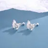 Brincos Borboleta de Prata Pura S999 de Camada Dupla para Mulheres, Design Exclusivo com Zircônia, Tarraxas Versáteis com Fecho de Rosca