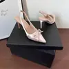 Verão Transfronteiriço Novo Estilo Laço de Cetim Bico Fino Tira no Tornozelo Salto Agulha Alto Tamanho Grande Sapatos Femininos Comércio Exterior Elegante Sapatos para o Dia a Dia