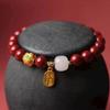 Pulsera Estilo Chino, Pulsera de Cuentas de la Suerte, Pulsera de Cinabrio de Imitación, Amuleto de la Suerte, Estilo Tradicional, Joyería Asequible, Estilo Étnico