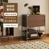 Estantería para sala de estar, mueble minimalista estilo Bauhaus con puertas abatibles, estante de almacenamiento, mueble multifuncional de pie para dormitorio o estudio