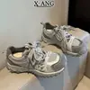 En stock~Venta caliente estilo funcional doble cordón zapatos de papá zapatos de mujer versátiles ligeros hacen que los pies se vean más pequeños zapatos deportivos casuales