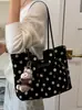Bolso tote de lino de alta gama de nicho con lunares, nuevo modelo 2026, versátil para ir al trabajo, bolso de hombro y axila de gran capacidad
