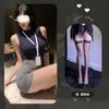 Vestido Ajustado Sexy Naranja Fuego Conjunto Vestido de Oficina Elegante Uniforme de una Pieza Puro Deseo Ajustado