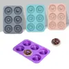 Molde para Donas con 6 Cavidades, Fácil de Desmoldar, Silicona de Grado Alimenticio, Molde Redondo Hueco para Pasteles, Herramientas de Repostería Transfronterizas
