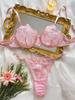 Estilo Europeo y Americano Nuevo Bordado Malla Transparente Encaje Lencería Sexy Conjunto Gasa Ligera Coqueto