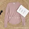 LULU BLING Mismo Estilo para Mujer Ajustado Cuello Redondo Manga Larga Modal Adelgazante Deporte Yoga Top