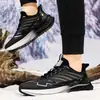 Sapatos esportivos masculinos de algodão duplo pipoca leve para corrida estilo outono e inverno superfície de couro absorção de choque sapatos esportivos à prova de vento resistentes ao desgaste sapatos casuais