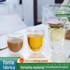 Fábrica de atacado de copo de vidro duplo transparente com alto teor de borosilicato, xícara de chá, xícara criativa, caneca simples para café