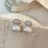 Francês requintado de alta qualidade micro-incrustado feijão oval brincos de pérolas elegante design simples brincos brincos