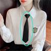 Estilo Novo Primavera 2024 Temperamento Estilo Acadêmico Conjunto de Gravata Camisa Branca Slim Moda Feminina Manga Longa Top Camisa Tendência