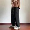 Calça de trabalho reta de algodão puro pesada e moderna para homens, calça longa esportiva casual americana de corte solto, cor sólida, de alta qualidade, para primavera e outono