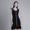 Vestido de temperamento de moda de verano para mujer estilo europeo y americano, vestido de mezclilla con costuras, vestido de falda ajustada adelgazante sin mangas para mujer