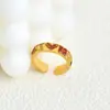 Anillo Abierto Versátil Elegante Clásico Estilo Esmalte Francés Retro Personalizado Transfronterizo Incrustado con Corazón Patrón Vertical de Corazón Circonita