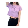 Nueva Camiseta Corta de Verano 2025 de Cintura Alta y Ombligo Descubierto para Mujer, Tops de Manga Corta Bordados con Mariposas, Slim y Versátiles para Mujer