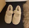 Zapatos de algodón cálidos, planos, de punta redonda, para otoño e invierno, de maternidad, con un diseño esponjoso, como de hada, adecuados para usar al aire libre