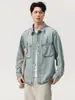 Ropa para Hombre Fengshe / Nuevo de Primavera 2026 Camisa de Mezclilla Lavada Azul Claro Camisa de Trabajo de Lyocell