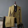 Traje cruzado para hombre, traje formal de negocios para hombre, traje de dama de honor coreano, traje de boda, traje de novio, chaqueta para hombre