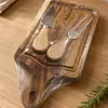 Tabla de Cortar de Madera de Acacia Amazon Tabla Irregular para Queso Bandeja de Madera para Pizza Pan Tenedor y Cuchillo Tabla de Cortar