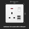 Hong Kong e Macau versão 13A Tomada plug-in britânica com carregamento rápido USB tipo-c Painel de três furos de pé quadrado padrão britânico 86 tipo