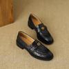 Mocasines Retro de Piel de Oveja con Camelia, Tacón Alto Redondo Grueso, Slip-On para Mujer, Otoño 2026