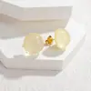 Brincos Redondos de Aço Titânio Coloridos Dopamina Transfronteiriços, Brincos Personalizados e Criativos Não Desbotáveis, Luxo Acessível e de Alta Qualidade